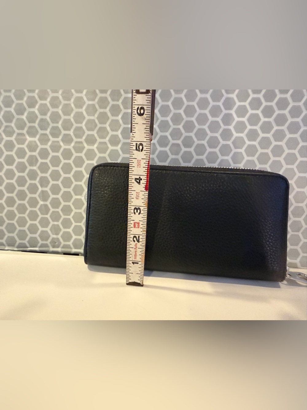 Coach Black Pebbled Leather Zip Wallet with Silver Logo - Picture 4 of 5